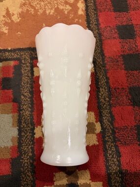 Vintage Anchor Hocking milk glass tear drop vase